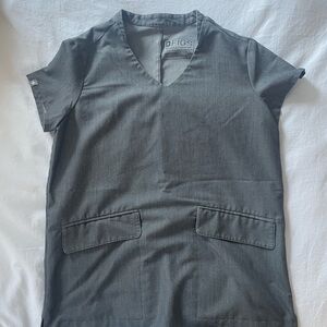 Figs Gray V-Neck Scrub Top